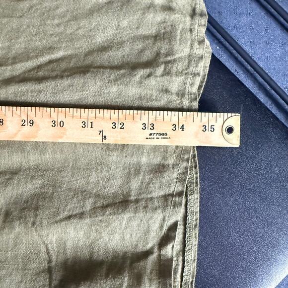 NWT ELENA BALDI M 100% Linen Olive Tunic Dress Minimalist Lagenlook 3/4 Roll-Tab - Picture 5 of 9